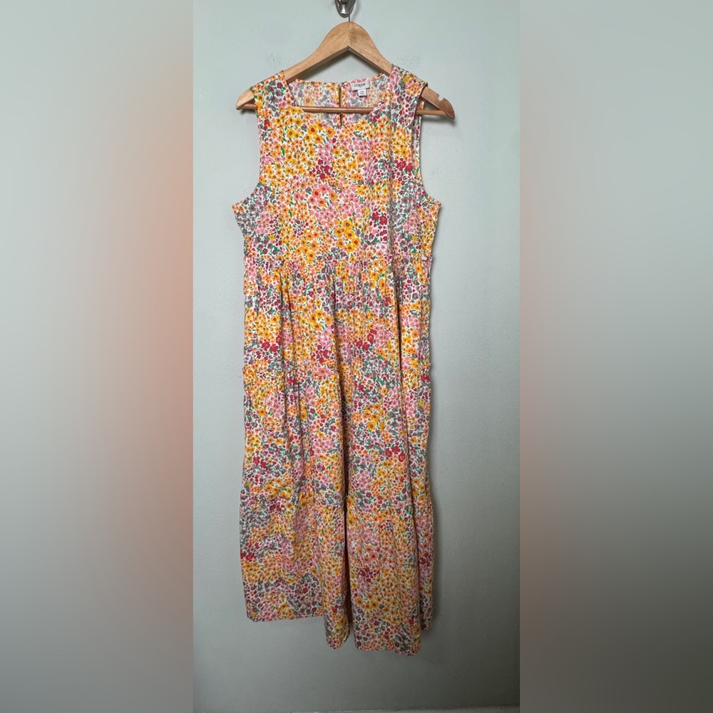 J. Crew Mixed-floral Tiered Midi dress Sleeveless A Line Dress BH899 Size 10 - Picture 3 of 12